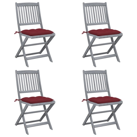 vidaXL Klappbare Gartenstühle 4 Stk. mit Kissen Massivholz Akazie