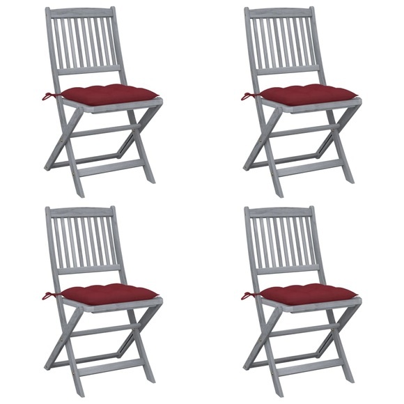 vidaXL Klappbare Gartenstühle 4 Stk. mit Kissen Massivholz Akazie