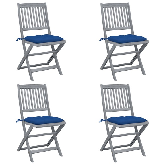 vidaXL Klappbare Gartenstühle 4 Stk. mit Kissen Massivholz Akazie