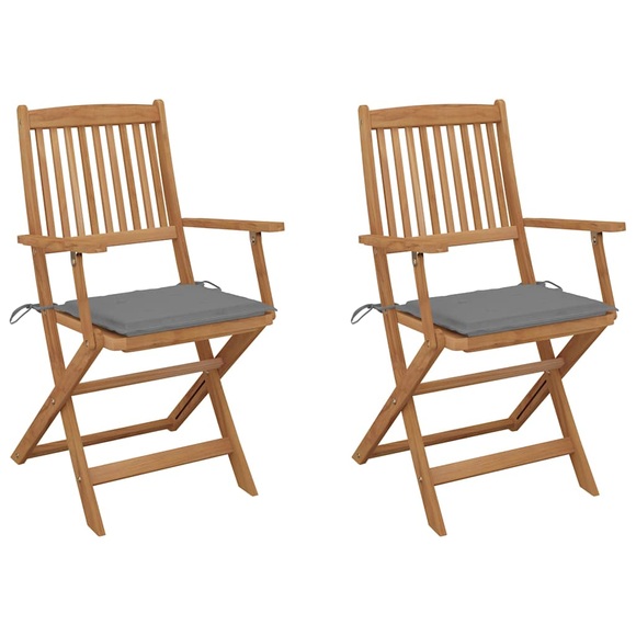 vidaXL Klappbare Gartenstühle 2 Stk. mit Kissen Massivholz Akazie