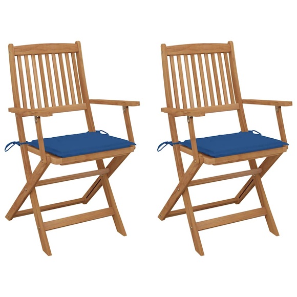vidaXL Klappbare Gartenstühle 2 Stk. mit Kissen Massivholz Akazie