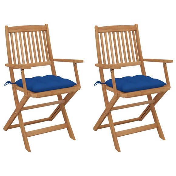 vidaXL Klappbare Gartenstühle 2 Stk. mit Kissen Massivholz Akazie