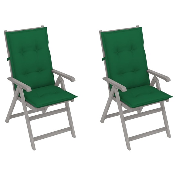 vidaXL Verstellbare Gartenstühle 2 Stk. mit Auflagen Massivholz Akazie