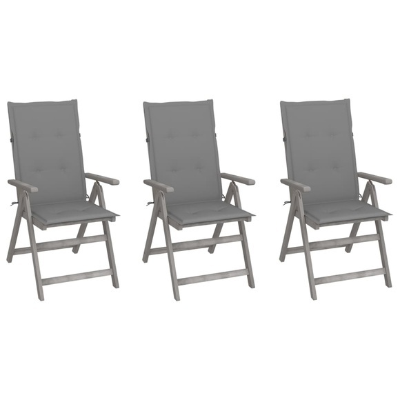 vidaXL Verstellbare Gartenstühle 3 Stk. mit Auflagen Massivholz Akazie