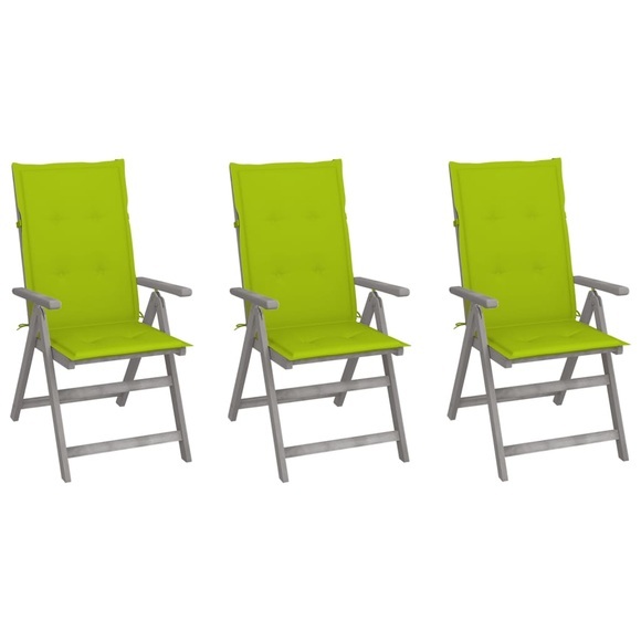 vidaXL Verstellbare Gartenstühle 3 Stk. mit Auflagen Massivholz Akazie