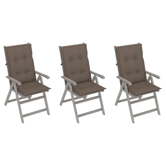 vidaXL Verstellbare Gartenstühle 3 Stk. mit Auflagen Massivholz Akazie