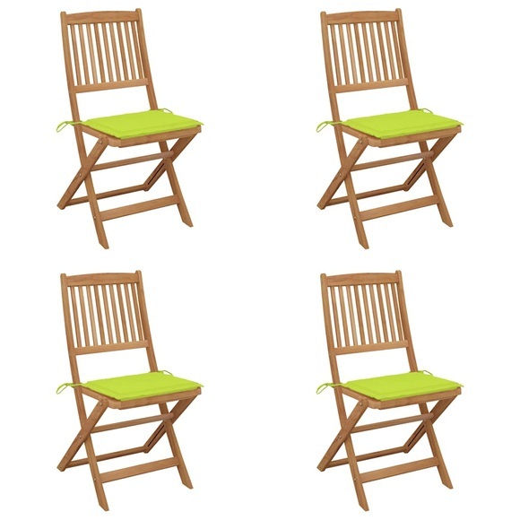 vidaXL Klappbare Gartenstühle 4 Stk. mit Kissen Massivholz Akazie