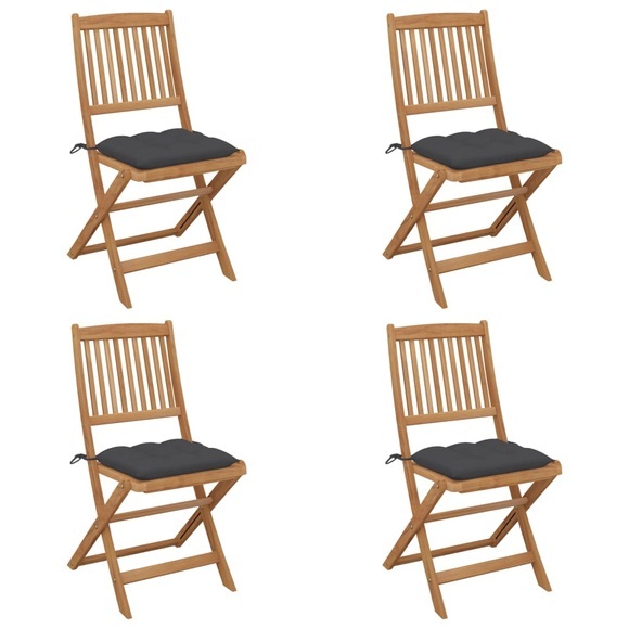 vidaXL Klappbare Gartenstühle 4 Stk. mit Kissen Massivholz Akazie