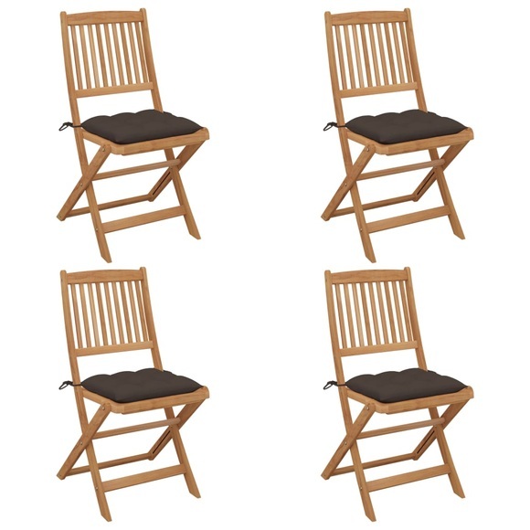 vidaXL Klappbare Gartenstühle 4 Stk. mit Kissen Massivholz Akazie