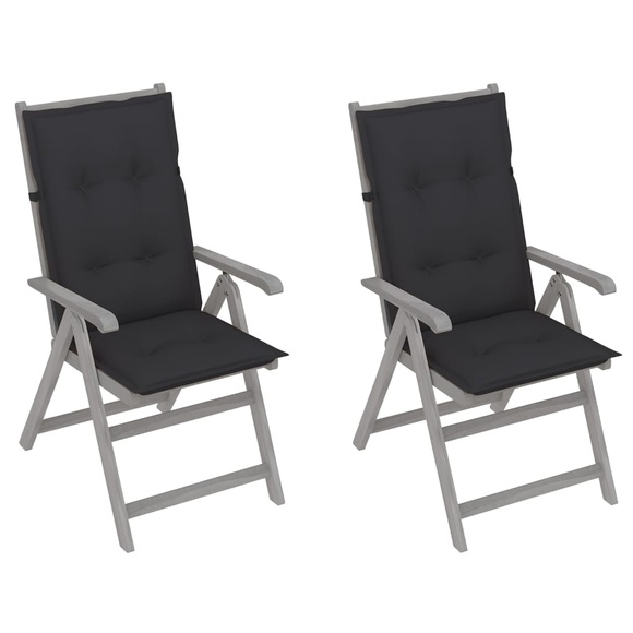 vidaXL Verstellbare Gartenstühle 2 Stk. mit Auflagen Massivholz Akazie
