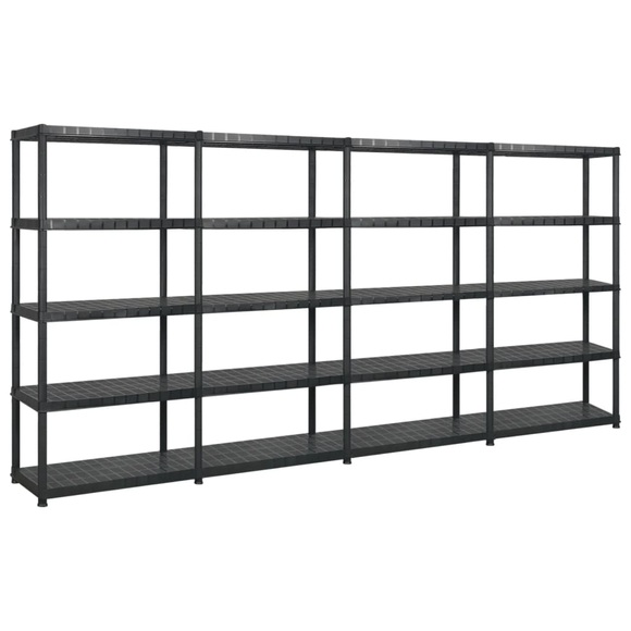 vidaXL Lagerregal mit 5 Böden Schwarz 340x40x185 cm Kunststoff
