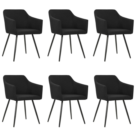 vidaXL Esszimmerstühle 6 Stk. Schwarz Stoff