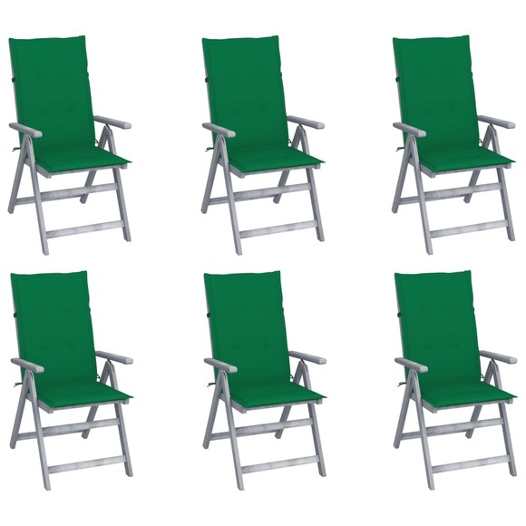 vidaXL Verstellbare Gartenstühle 6 Stk. mit Auflagen Massivholz Akazie