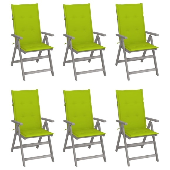 vidaXL Verstellbare Gartenstühle 6 Stk. mit Auflagen Massivholz Akazie
