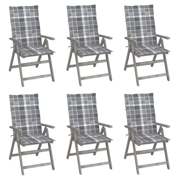vidaXL Verstellbare Gartenstühle 6 Stk. mit Auflagen Massivholz Akazie