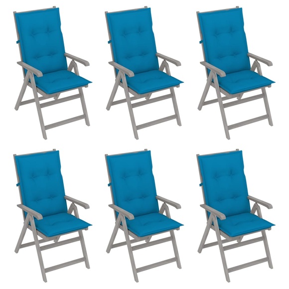 vidaXL Verstellbare Gartenstühle 6 Stk. mit Auflagen Massivholz Akazie