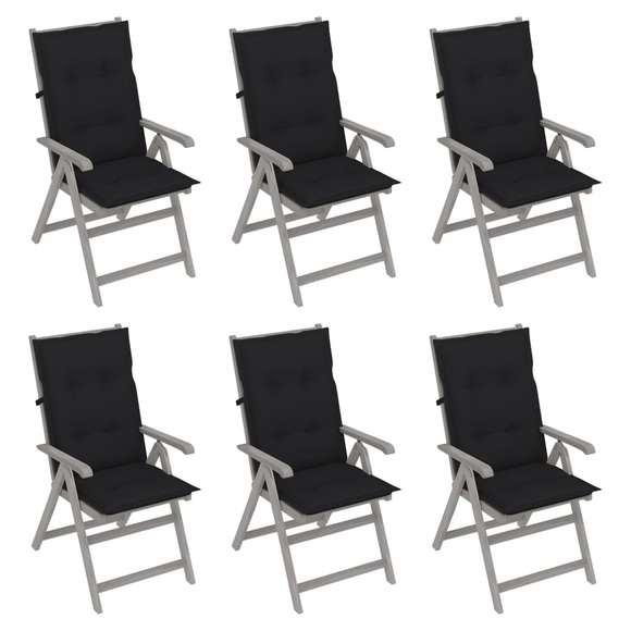 vidaXL Verstellbare Gartenstühle 6 Stk. mit Auflagen Massivholz Akazie