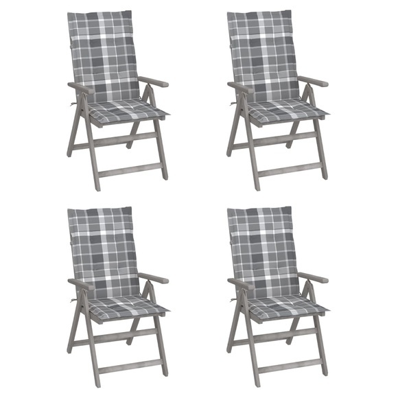 vidaXL Verstellbare Gartenstühle 4 Stk. mit Auflagen Massivholz Akazie