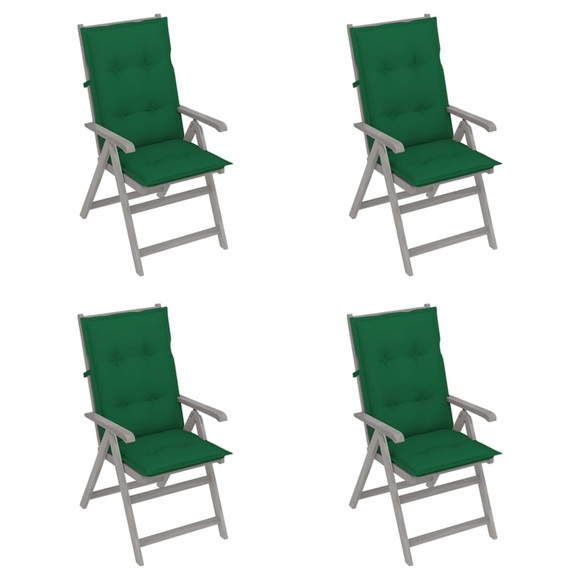vidaXL Verstellbare Gartenstühle 4 Stk. mit Auflagen Massivholz Akazie
