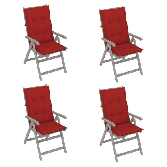 vidaXL Verstellbare Gartenstühle 4 Stk. mit Auflagen Massivholz Akazie