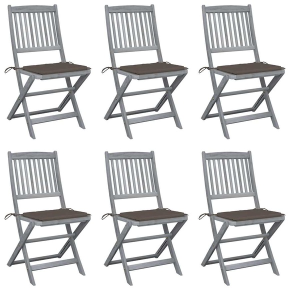 vidaXL Klappbare Gartenstühle 6 Stk. mit Sitzkissen Massivholz Akazie