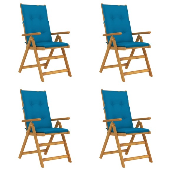vidaXL Verstellbare Gartenstühle 4 Stk. mit Auflagen Massivholz Akazie