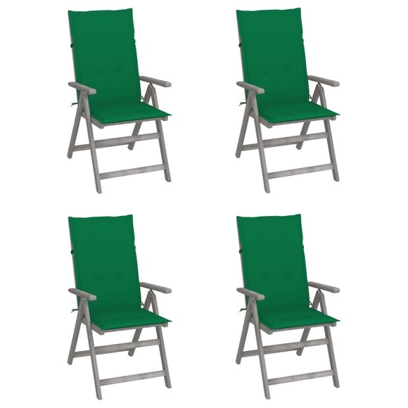 vidaXL Verstellbare Gartenstühle 4 Stk. mit Auflagen Massivholz Akazie