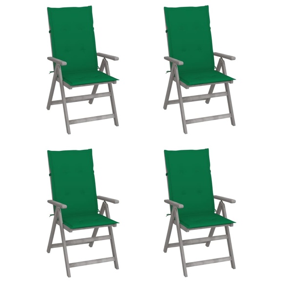 vidaXL Verstellbare Gartenstühle 4 Stk. mit Auflagen Massivholz Akazie