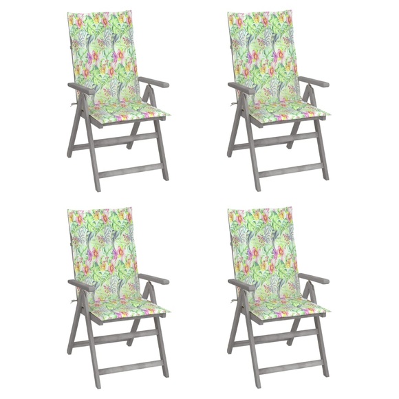 vidaXL Verstellbare Gartenstühle 4 Stk. mit Auflagen Massivholz Akazie