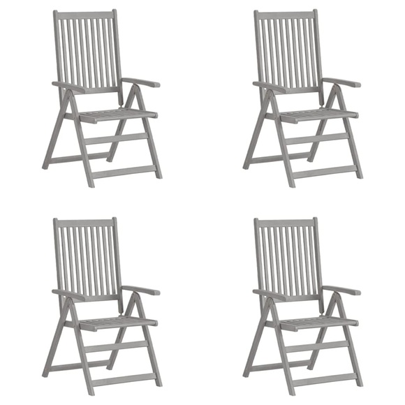 vidaXL Verstellbare Gartenstühle 4 Stk. Grau Massivholz Akazie