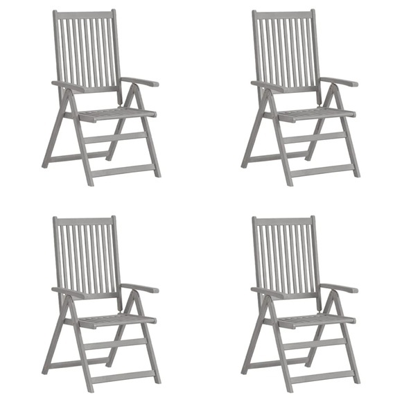 vidaXL Verstellbare Gartenstühle 4 Stk. Grau Massivholz Akazie
