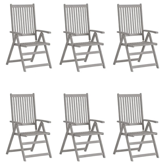vidaXL Verstellbare Gartenstühle 6 Stk. Grau Massivholz Akazie