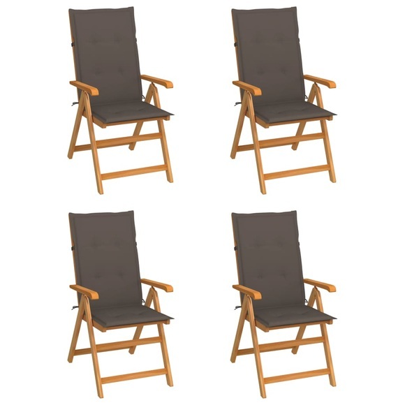 vidaXL Gartenstühle 4 Stk. mit Taupe Kissen Massivholz Teak
