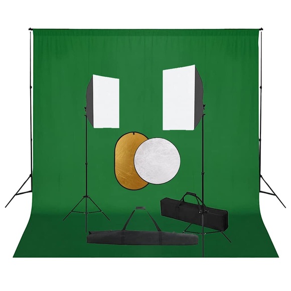 vidaXL Fotostudio-Set mit Softbox-Leuchten, Hintergrund und Reflektor