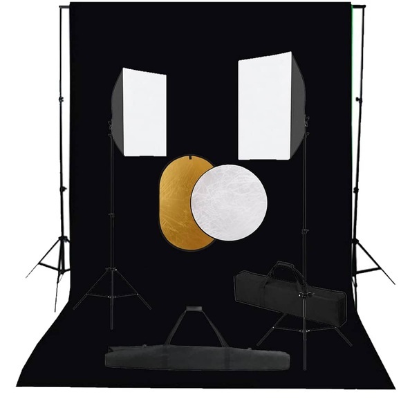 vidaXL Fotostudio-Set mit Softbox-Leuchten, Hintergrund und Reflektor