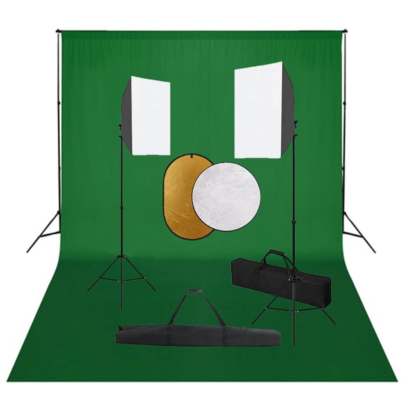 vidaXL Fotostudio-Set mit Softbox-Leuchten, Hintergrund und Reflektor