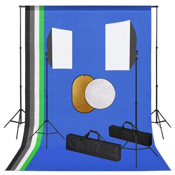 vidaXL Fotostudio-Set mit Leuchten, Hintergrund und Reflektor