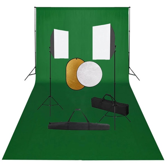 vidaXL Fotostudio-Set mit Softbox-Leuchten, Hintergrund und Reflektor