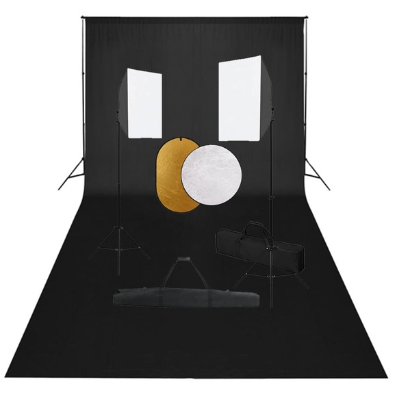 vidaXL Fotostudio-Set mit Softbox-Leuchten, Hintergrund und Reflektor