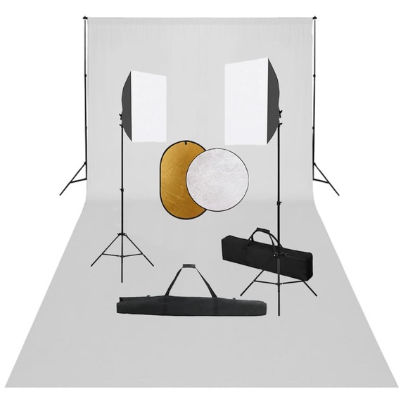 vidaXL Fotostudio-Set mit Softbox-Leuchten, Hintergrund und Reflektor