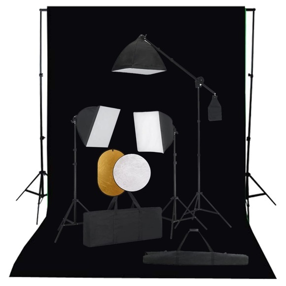 vidaXL Fotostudio-Set mit Softbox-Leuchten, Hintergrund und Reflektor