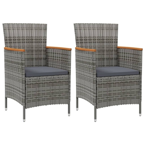 vidaXL Garten-Essstühle 2 Stk. Poly Rattan Grau