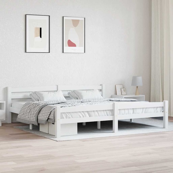 vidaXL Bettgestell Weiß Massivholz Kiefer 200x200 cm