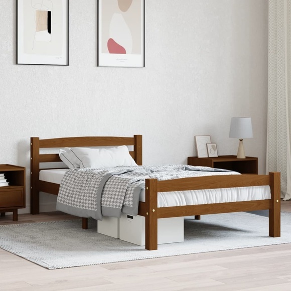 vidaXL Bettgestell Honigbraun Massivholz Kiefer 100x200 cm