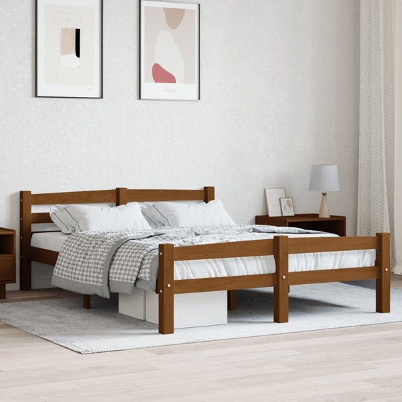 vidaXL Bettgestell Honigbraun Massivholz Kiefer 140x200 cm