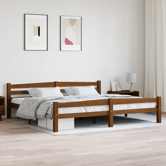 vidaXL Bettgestell Honigbraun Massivholz Kiefer 200x200 cm