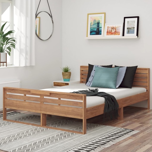 vidaXL Massivholzbett Teak 140x200 cm