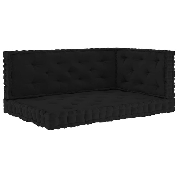 vidaXL Palettenkissen 3-tlg. Schwarz Baumwolle