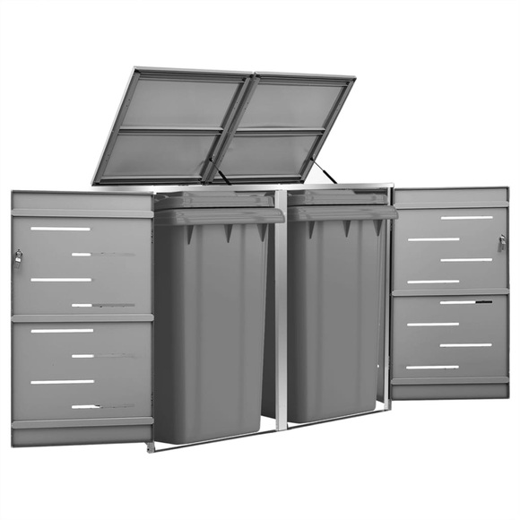 vidaXL Mülltonnenbox für 2 Tonnen 138x77,5x115,5 cm Edelstahl