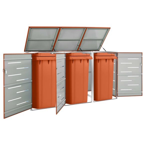 vidaXL Mülltonnenbox für 3 Tonnen 207x77,5x115 cm Edelstahl